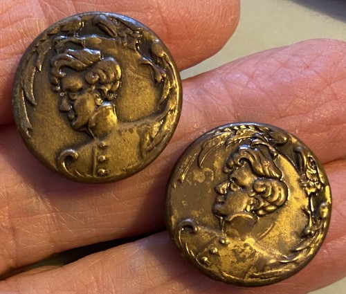 Pair antique button brass - pair,